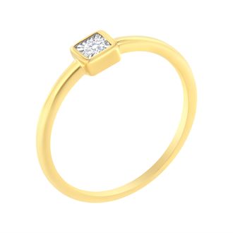 House of Brilliance 14K Yellow Gold Plated.925 Sterling Silver 1/20 cttw Miracle Set Diamond Promise Ring