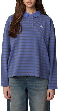 Good For Nothing Long Sleeve Striped Polo in Blue at Nordstrom, Size X-Large Uk