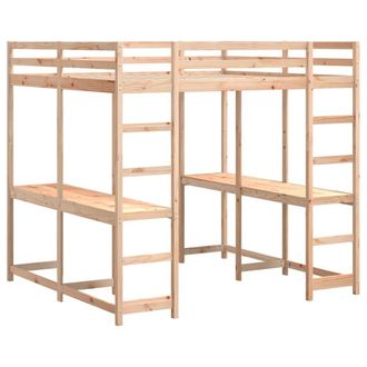vidaXL Vidaxl - Cama Alta Con Escritorio Y Escalera Madera Maciza 180x200 Cm
