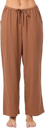 O'Neill Brenda Cotton Gauze Wide Leg Pants in Carob Brow at Nordstrom, Size Xx-Large
