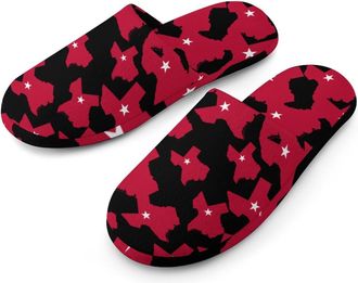 Generic Texas Map Flag Mens Cotton Slippers Memory Foam Comfort House Shoes Winter Indoor Slipper for Hotel Casa Spa