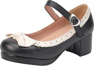 Generic 2026 Ladies Retro Shoes Chunky Heel Mary Jane Platform Kitten High Faux Leather Evening, Party Office Patent Court Women Mid Commute Smart (5)