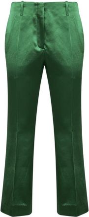Dries Van Noten Wijde broek - Dames - Wijde Broeken - Groen - XS - Katoen - Broeken