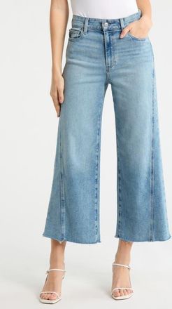 Paige Anessa Twisted Seam Raw Hem High Waist Wide Leg Jeans in Explorer at Nordstrom, Size 24P