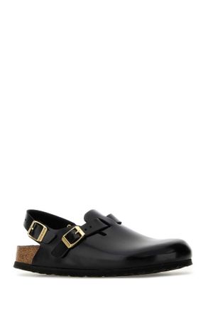 Birkenstock Womens Black Leather Tokyo Slippers Tokio Hex Black, Amalfi Natural Flat Shoes