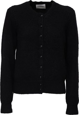 Isabel Marant Naia Round Neck Contrast Trim Alpaca-Blend Cardigan