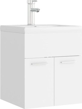 vidaXL Sink Cabinet with Built-in Basin White Engineered Wood vidaXL