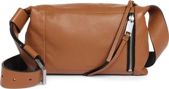 AllSaints Small Alba Zip Leather Crossbody Bag in Acetone Tan Brown at Nordstrom