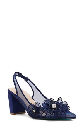 Betsey Johnson Petra Slingback Pointed Toe Pump in Navy at Nordstrom, Size 5.5