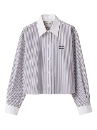 Miu Miu Striped Poplin Shirt Clothing
