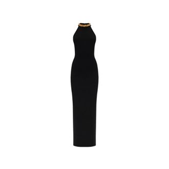 Balmain Vestido Largo de Jersey Milano con Bordado - Dresses - Mujer - Negro - 2XS