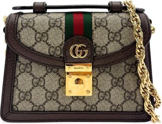 Gucci Ophidia Gg Coated Canvas And Leather Brown Canvas Backpack Bag (Pre-Owned)