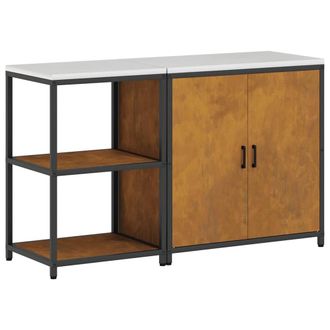 Berkfield Home with Shelf with Storage with Door Adjustable 2 pcs Black Cold-rol in Brown