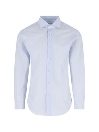Barba Light Blue Striped Cotton Tailored Shirt