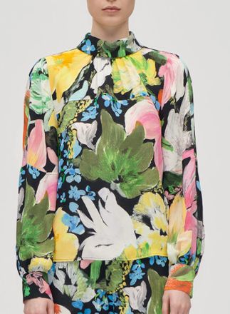 Stine Goya Gathered Long Sleeve Top In Flowers Under The Sun