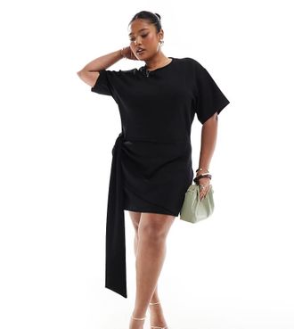 4th & Reckless drape detail mini dress in black