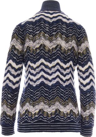 Missoni Womens Mock Neck Jumper Blue-Yellow-White Wool Jumpers Blue/yellow/white Sweater
