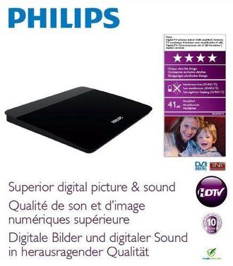 Philips Antena De Interior De 1,8 M, Compatible Con Dvb-t/t2, Color Rojo
