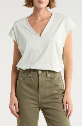 Frame Denim Pima Cotton V-Neck Tee in Green Gem at Nordstrom Rack, Size X-Small