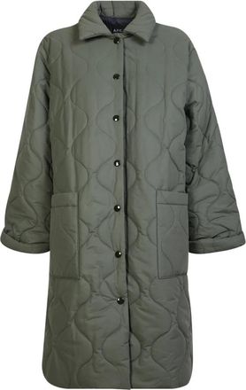 A.P.C. Groene Wave-Gestikte Jas voor Vrouwen - Dames - Parka Jassen - Groen - XS - Jassen