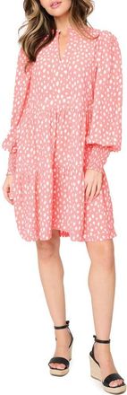 Gibsonlook Printed Tiered Long Sleeve Dress in Coral Abs Prt at Nordstrom Rack, Size Xx-Small
