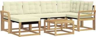 vidaXL Conjunto De Sof&aacute;s De Exterior 7 Uds. Blanco Y Crema Vidaxl