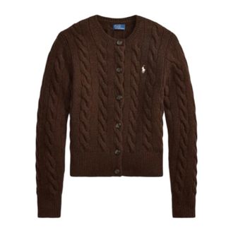 Polo Ralph Lauren C&aacute;rdigan de Lana y Cachemira con Punto Trenzado - Knitwear - Mujer - Marr&oacute;n - XS