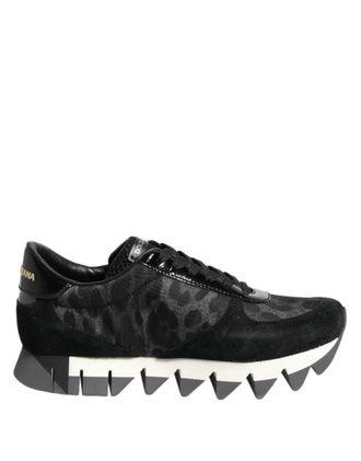 Dolce & Gabbana Black Gray Leopard Low Top Sneakers Womens Shoes