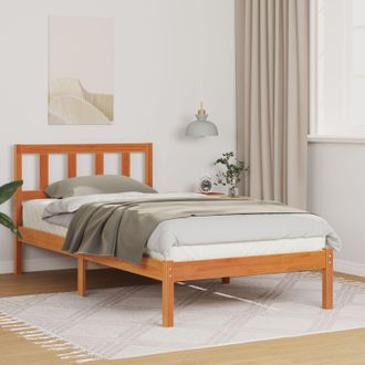 Berkfield Home with Headboard Wax brown 90 x 190 cm Solid pine wood