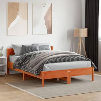 vidaXL Estructura De Cama Sin Colch&oacute;n Madera Maciza Marr&oacute;n 120x190 Cm Vidaxl