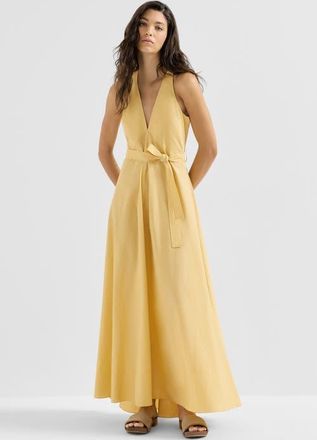 Brunello Cucinelli Techno cotton poplin belted dress in Zabaione Yellow at Nordstrom, Size Xxx-Large