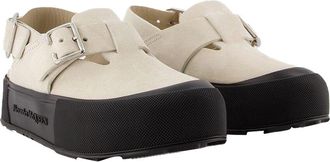 Alexander McQueen Womens Leather Oversize Flat Shoes (Authentic Pre-Loved)