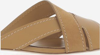 Tod's Womens Leather Woven Sandals Beige Calfskin