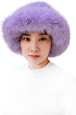 Lina & Lily Womens Winter Bucket Hat Faux Fur Fluffy (Lavender)