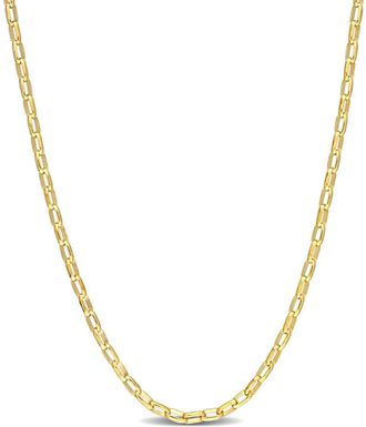 Amour Fancy Rectangular Rolo Chain Necklace In Yellow Plated Sterling Silver, 16 In