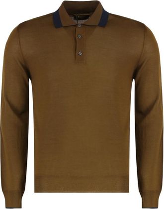 Moorer Terence Katoenen Gebreide Polo - Heren - Polos - Bruin - M - Katoen - Tops