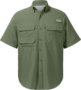 Bassdash UPF 50 Mens Fishing Dress Shirt Button Down Woven Short Sleeve Outdoor