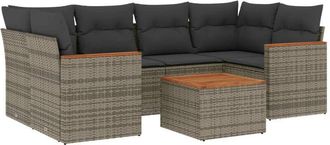 vidaXL Vidaxl - Set De Sof&aacute;s De Jard&iacute;n 7 Piezas Con Cojines Rat&aacute;n Pe Gris