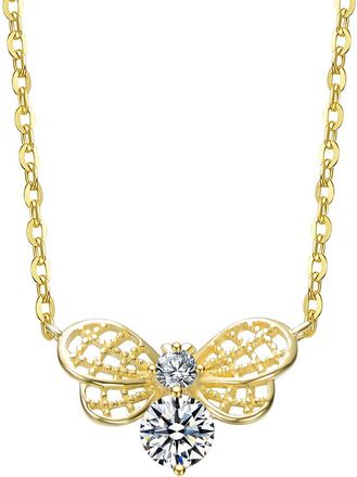 Rachel Glauber 14K Plated Cz Butterfly Necklace