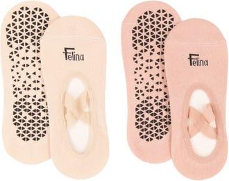 Felina 2-Pack Pilates Socks in Shell/Pink at Nordstrom