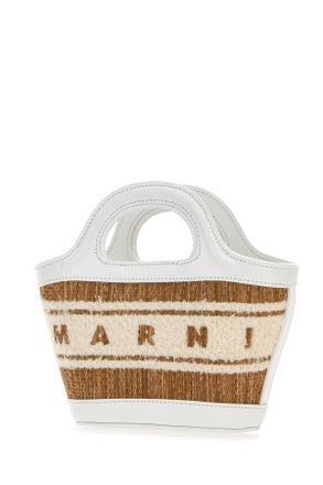 Marni Womens Two-Tone Raffia And Leather Micro Tropicalia Summer Handbag Ecruwhite Borse A Mano