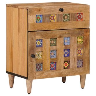 vidaXL Armario De Noche Natural 50 X 33 X 60 Cm Madera De Mango Maciza Vidaxl
