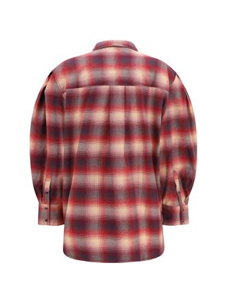 Ganni Cotton Flannel Check Shirt - Red