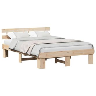Berkfield Home Modern Bed Frame with Headboard 140x200 cm Solid Wood Pine in Beige
