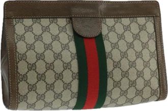 Gucci Pre-owned Clutches, female, Beige, Size: ONE SIZE Pre-owned Vintage Canvas Clutch