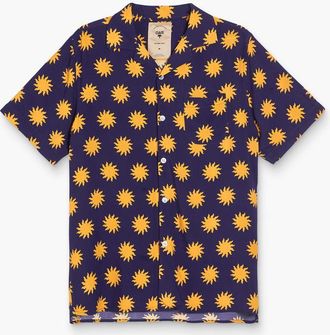 OAS Mens Sunday Sun Viscose Shirt In Navy