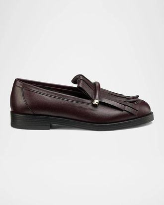 Jimmy Choo London Eska Kiltie Fringe Leather Loafers