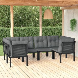 vidaXL Juego De Muebles De Jard&iacute;n 6 Pzas Rat&aacute;n Sint&eacute;tico Negro Y Gris Vidaxl