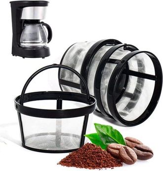 OEM Filtros De Caf&eacute; Permanentes, 4 Piezas, Reutilizables, Filtros De Caf&eacute;, Lavables, Malla Fina Con Mango, Filtro De Caf&eacute; De Acero Inoxidable, Blanco