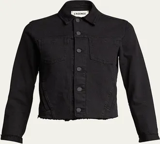 L'agence Janelle Slim Raw-Edge Denim Jacket